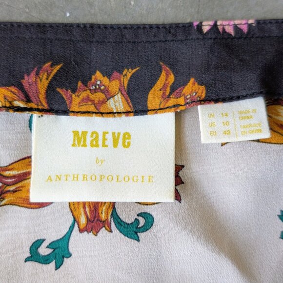 Anthropologie Maeve Florence Floral Boatneck Silk Top size 10 - Picture 8 of 10